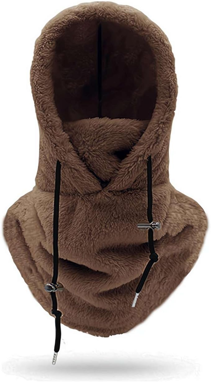 Sherpa Hood Ski Mask, Fleece Balaclava Hood Scarf for Women & Men Cold Weather, Adjustable Windproof Winter Mask Warm Mask Cover Hat Cap, Thermal Scarf Hat - OneBag