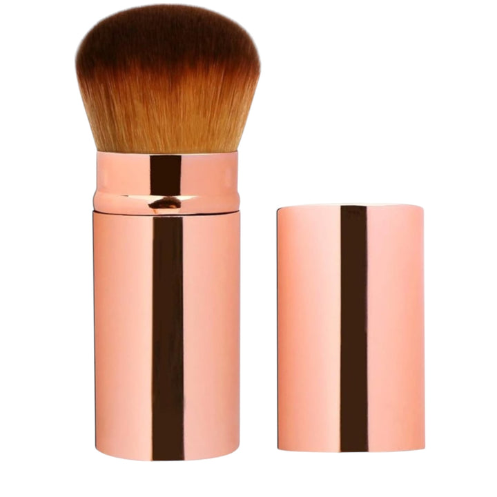 2 Pcs Pink Retractable Kabuki Brush, Foundation Brush for Liquid Makeup, Bronzer, Cream or Flawless Powder Makeup - OneBag