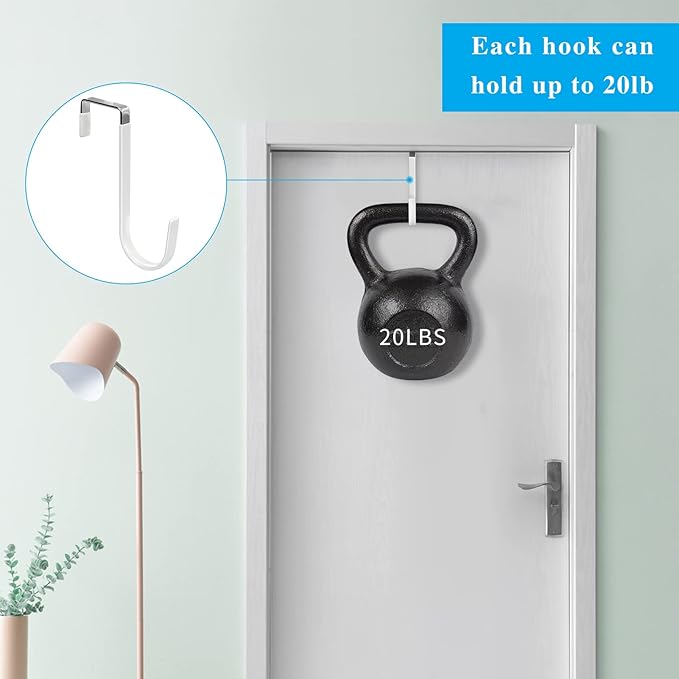 Unaone 6 Pcs Over Door Hook, Stainless Steel Over The Door Hooks, Single Over Door Hook for Hanging Coats, Towel, Bag, Over Cabinet Hook - OneBag