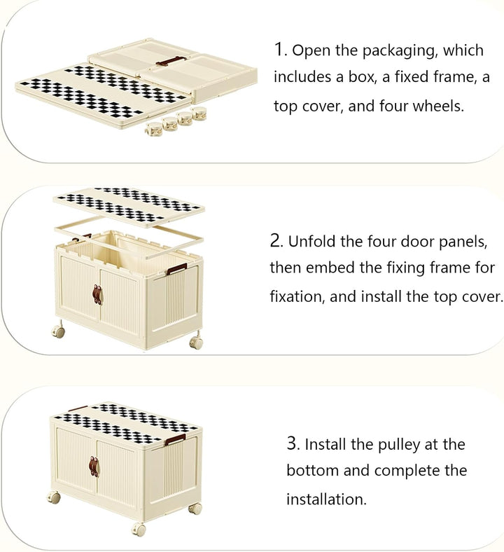 5 Pcs 52Litre Large Plastic Storage Box with Lid, Stackable Collapsible Storage Boxes Open Front - OneBag