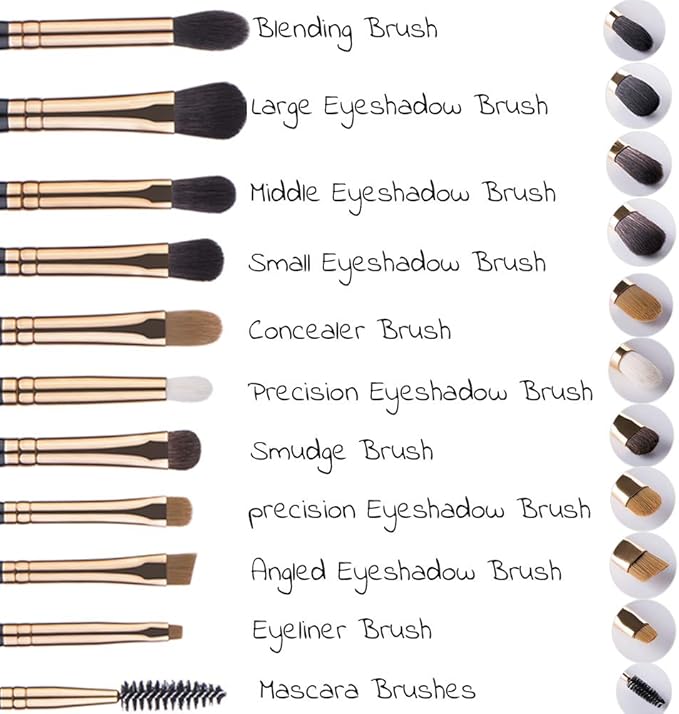 11 Pcs UNIMEIX Black Eye Makeup Brushes, Pearl White Eyeshadow Makeup Brushes Set - OneBag