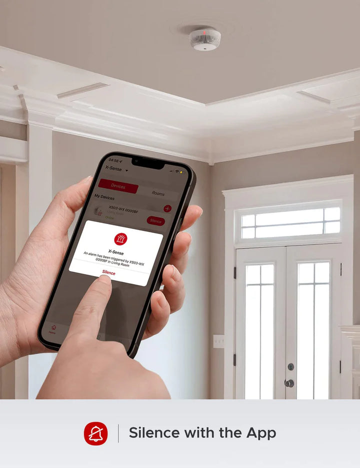 Smart Wi-Fi Smoke Alarm Detector with Replaceable Battery, Silence Button, Self-Check Function - OneBag