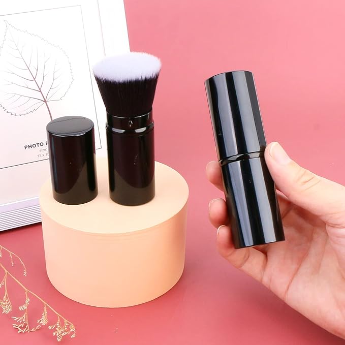 2 Pcs Retractable Kabuki Brush, Foundation Brush for Liquid Makeup, Bronzer, Cream or Flawless Powder Makeup - OneBag