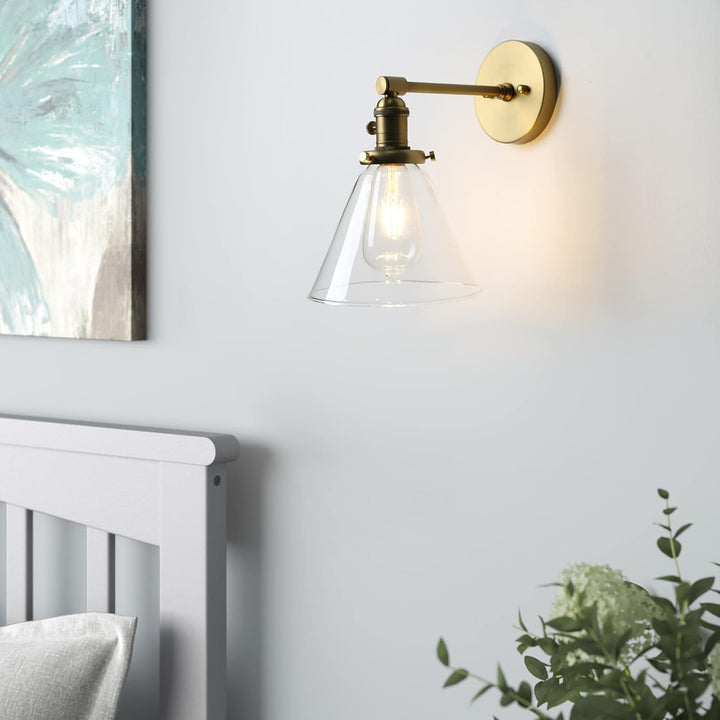 Industrial Wall Light Fixtures, Handmade Vintage Wall Sconces with Globe, Glass Shade for Hallway, Vanity - OneBag