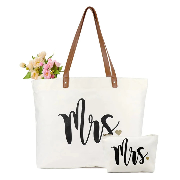 Bride Tote and Makeup Bag, Gifts for Engagement Bridal Shower Bachelorette Wedding Party - OneBag
