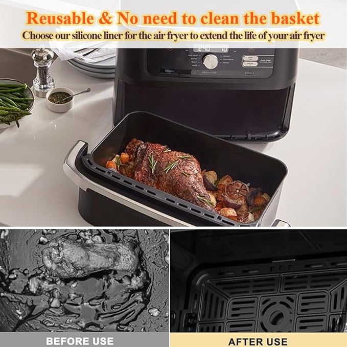 3 Pcs Air Fryer Liners Silicone for Ninja Flex Drawer AF500UK, 2 in 1 Large Airfryer Liners - OneBag