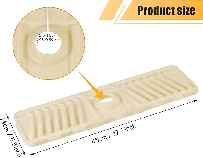 Silicone Sink Faucet Mat, Kitchen Sink Splash Guard, Draining Mat Around Tap, Drip Catcher Tray Mat for Kitchen Sink Splash Protector - OneBag