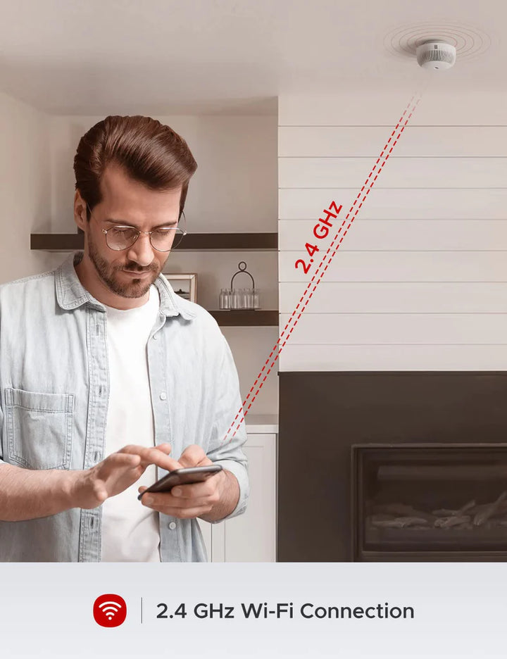 Smart Wi-Fi Smoke Alarm Detector with Replaceable Battery, Silence Button, Self-Check Function - OneBag