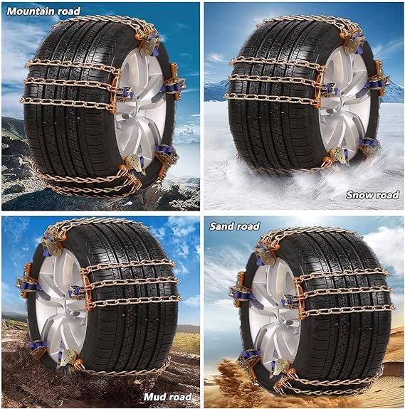 6 Pcs Large WeKit Universal Car Snow Chains, Winter Universal Security Chains Tire Width 8.9-10.8'',Emergency Anti Slip Snow Tire Chains - OneBag
