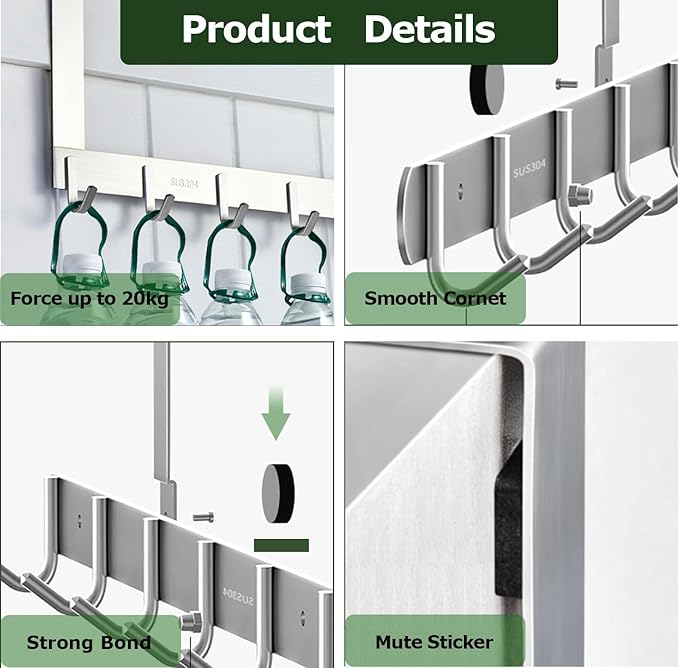 Gerhannery Door Coat Hanger, Heavy Duty Over The Door Hooks, Space Saving Over Door Hanger, Over Door Coat Hooks for Clothes - OneBag