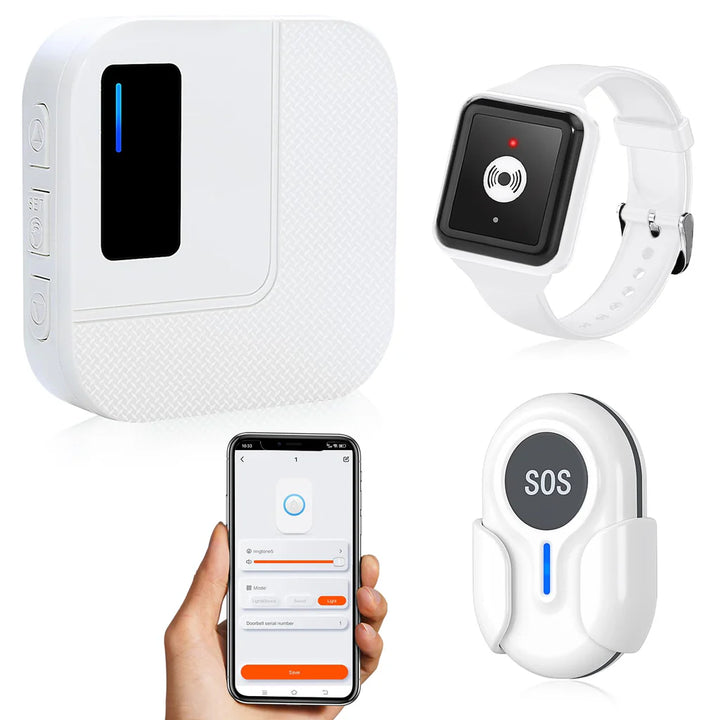 Wireless Caregiver Pager Alert System, Call Button, Watch, Receiver for Elderly, Buzzer Alarm - OneBag