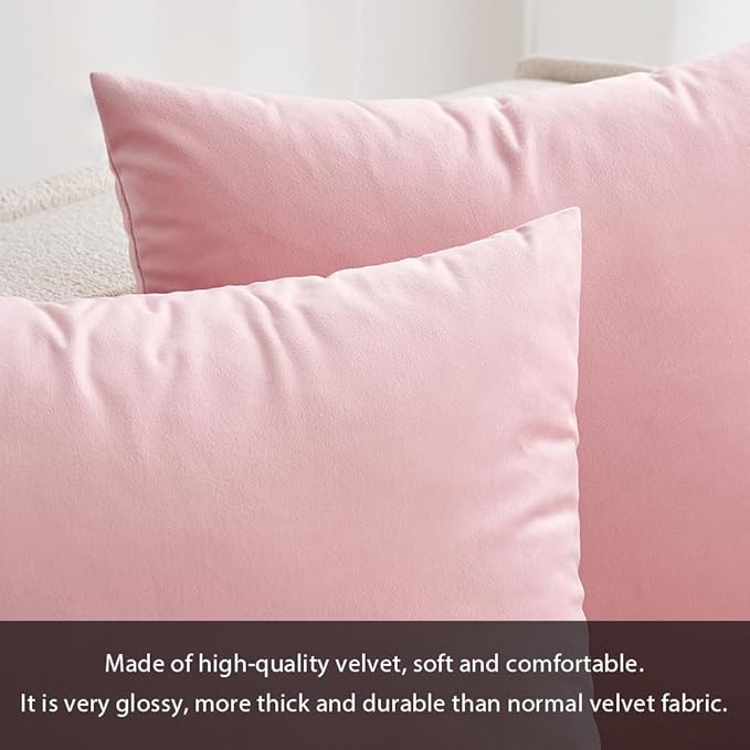 2 Pcs 60cm x 60cm 24x24 Inch Sakura Velvet Soft Decorative Square Throw Pillow Case, Cushion Covers Pillowcases with Invisible Zipper - OneBag