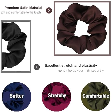 Silk Satin Hair Scrunchies, Silk Colourful Bobbles Elastic Hair Bands, Hair Tie (Pack of 12) - OneBag