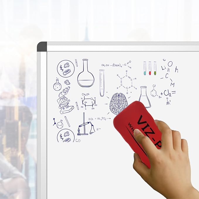 VIZ-PRO  60 x 45 cm Silver Aluminium Frame Magnetic Dry Erase Board - OneBag