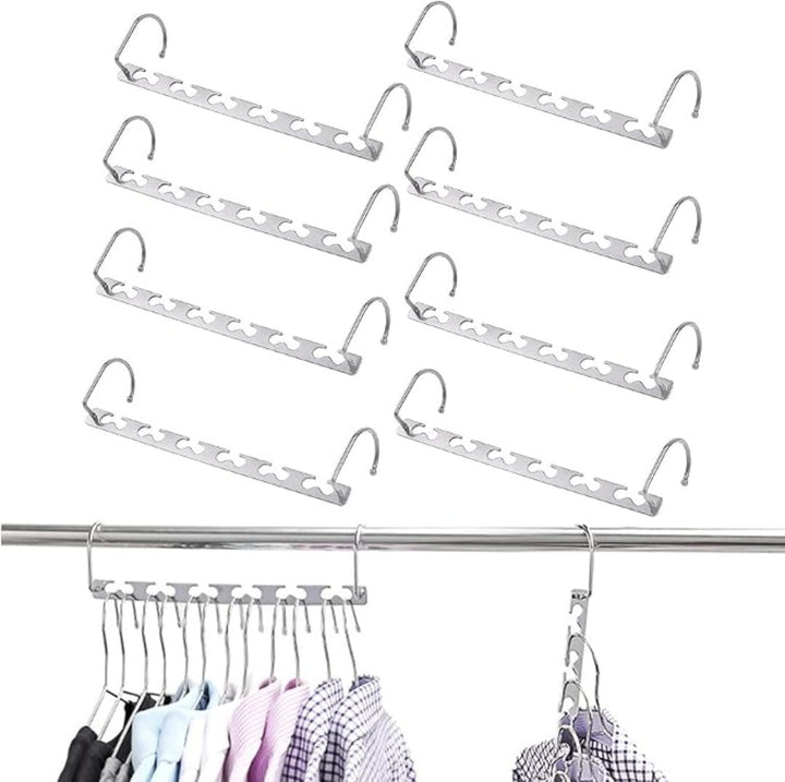 8 Pcs 260mm x 72mm Metal Space Saving Clothes Hanger, Closet Hanger Organizer Sturdy Silver - OneBag