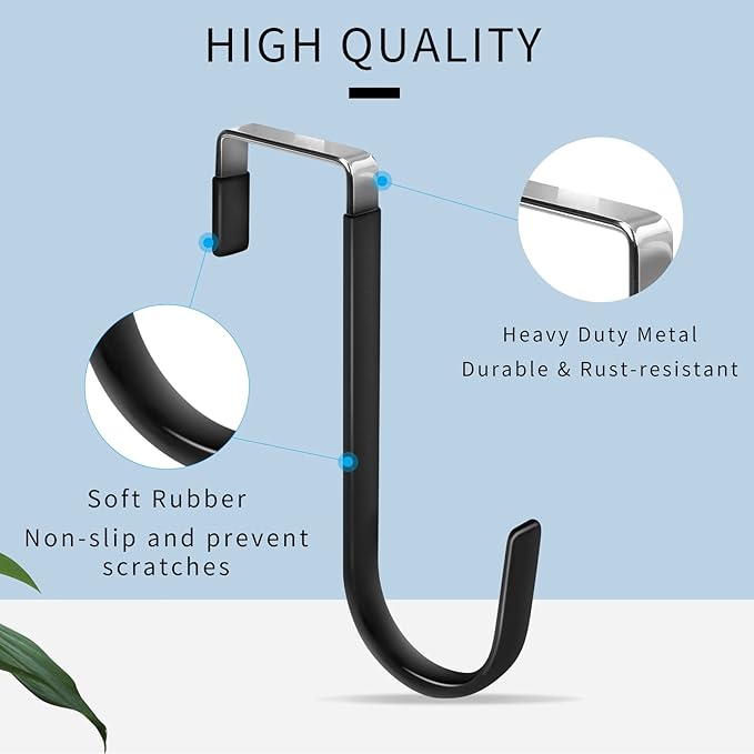Unaone 6 Pcs Over Door Hook, Stainless Steel Over The Door Hooks, Single Over Door Hook for Hanging Coats, Towel, Bag, Over Cabinet Hook - OneBag