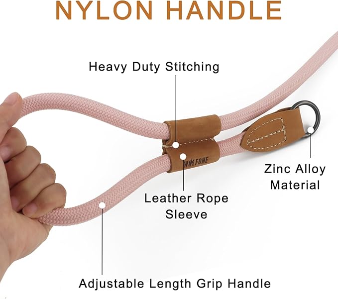 Adjustable Handle Hands Free Slip Lead Dog, 2.1m Lightweight dog leash - OneBag