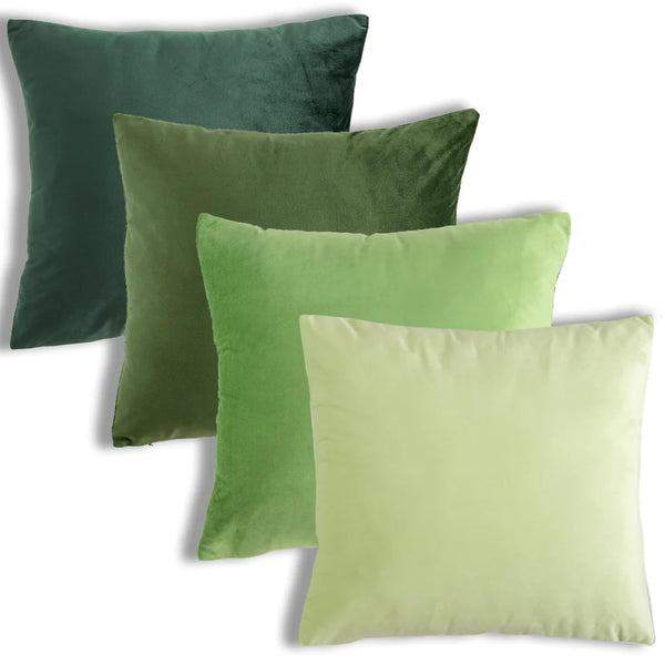 4 Pcs 40x40 cm Sage Green Gradient Combo Set Throw Pillow Covers, Velvet Soft Square Cushion Cases