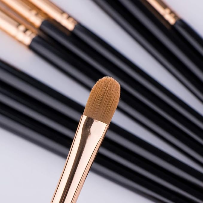 11 Pcs UNIMEIX Black Eye Makeup Brushes, Pearl White Eyeshadow Makeup Brushes Set - OneBag