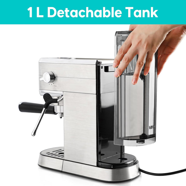 20 Bar Coffee Machine with Steam Milk Frother 1L Removable Water Tank, Espresso, Cappuccino and Latte Machine - OneBag