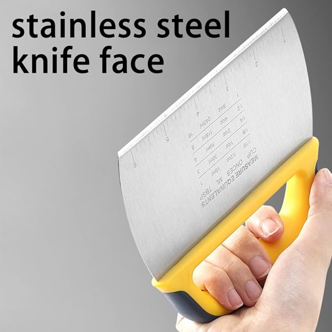 Stainless Steel Metal Griddle Bench Scraper with Plastic Handle, Dough Cutter with Food Grade, Stainless Steel Blade and Soft TPR Handle Plastic Pastry Cutter - OneBag