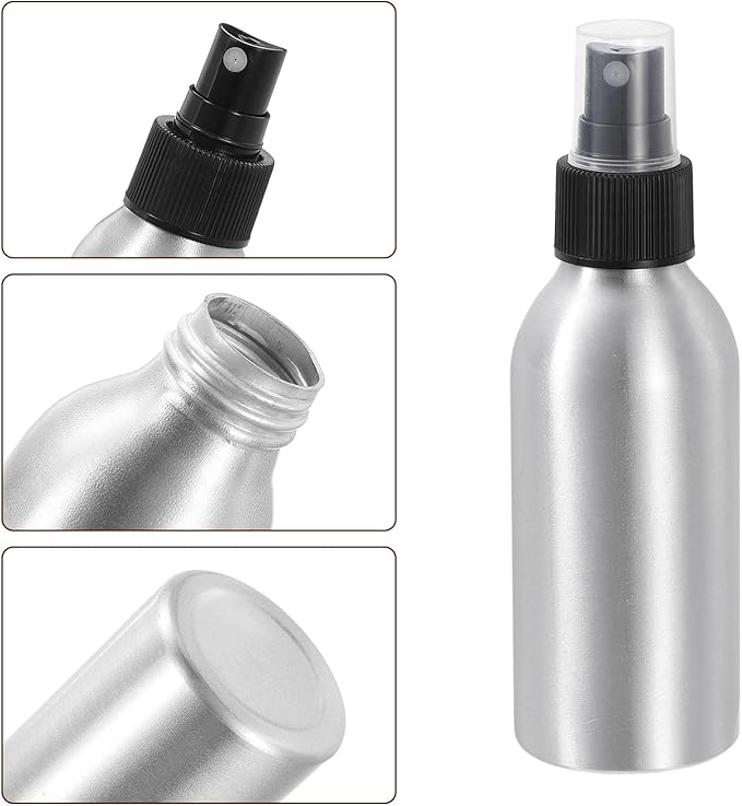 3-12 Pcs 120ml/4oz Aluminium Spray Bottle with Black Fine Mist Sprayer, Empty Refillable Container Travel Bottle for Kitchen Bathroom or Plants Water Sprayer - OneBag