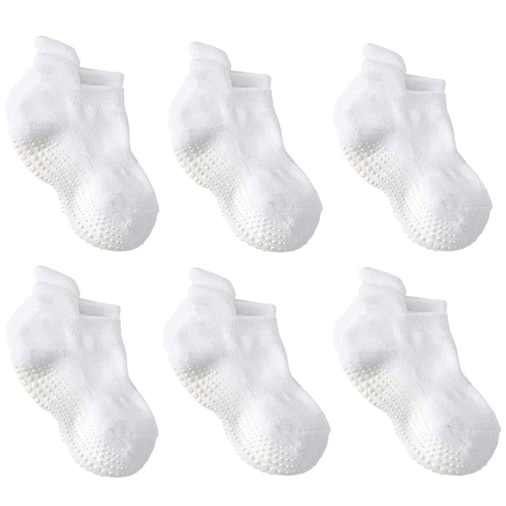 6 Pcs Baby Toddler Grip Ankle Non Slip Skid Covered Socks 0-36 Months - OneBag
