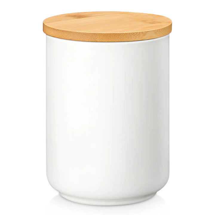 550ml - 2200ml Tea Coffee Flour Sugar Ceramic Kitchen Canister with Bamboo Lid - OneBag
