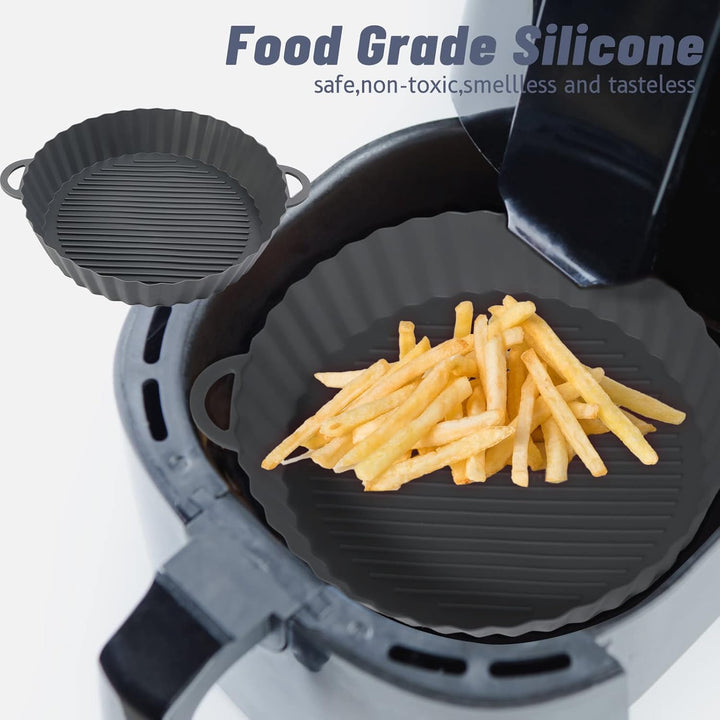 2 Pcs Air Fryer Silicone Liner, Heat-Resistant Round Airfryer Basket Tray for Oven Microwave - OneBag