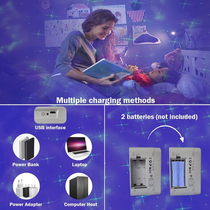 Star Night Light Projector with Nebula Cloud - 10 Colors Changing LED, Twinkling Stars, Timer - OneBag