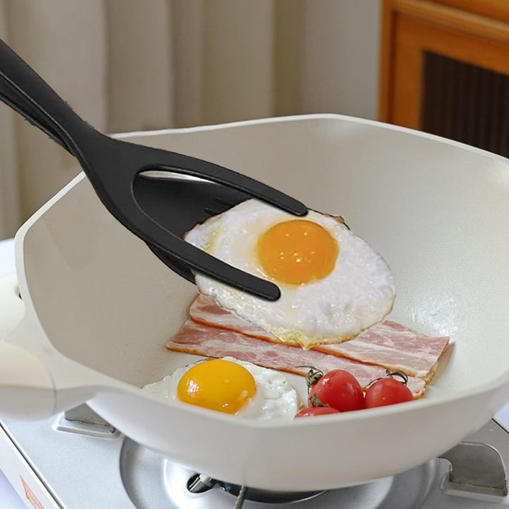 3 Pcs of 2 in 1 Silicone Grip and Flip Tongs Spatula Kitchen - OneBag