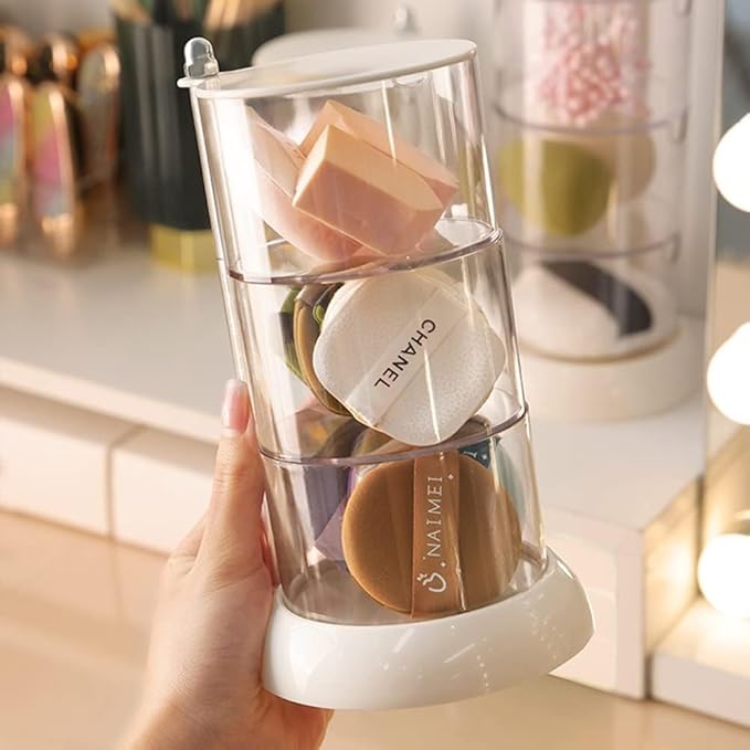 3-Layers Jewelry Organiser, 360 Degree Rotating Jewelry Box, Small Portable Accessory Storage Roll - OneBag