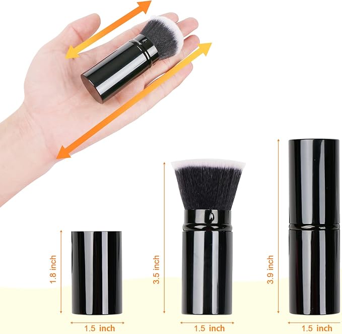 2 Pcs Retractable Kabuki Brush, Foundation Brush for Liquid Makeup, Bronzer, Cream or Flawless Powder Makeup - OneBag