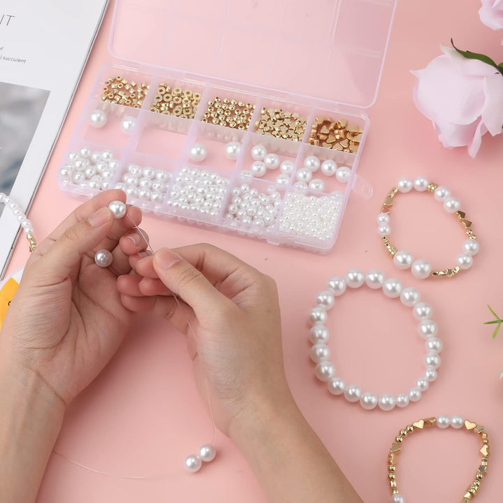 750 Pcs Beads for Bracelet Necklace Jewellery Making DIY, Spacer Beads Set - OneBag