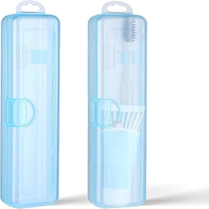2 Pcs Portable Toothbrush Case, Clear Blue Travel Toothbrush Holder Cover - OneBag