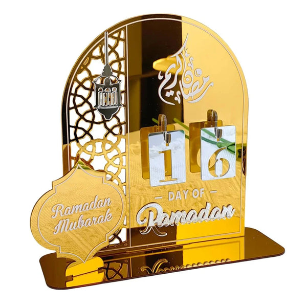 Gold Ramadan Advent Calendar, Acrylic Countdown Calendars Decoration