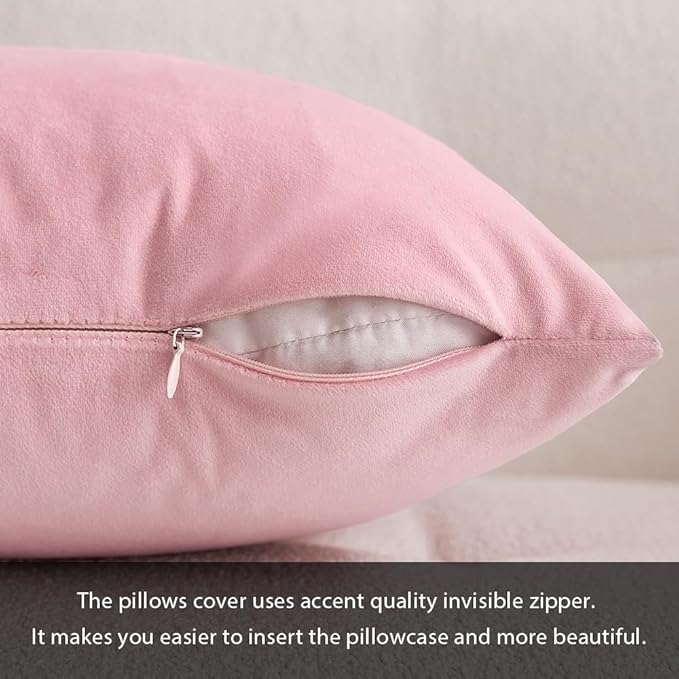 2 Pcs 60cm x 60cm 24x24 Inch Sakura Velvet Soft Decorative Square Throw Pillow Case, Cushion Covers Pillowcases with Invisible Zipper - OneBag