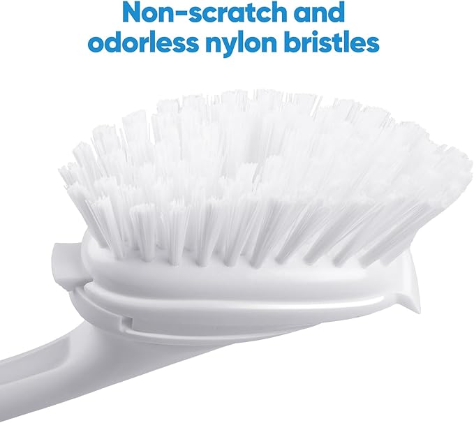 2-3 Pcs Dish Brush with Plastic Handle Built-in Scraper, Replaceable Brush Scrubbing Brush - OneBag