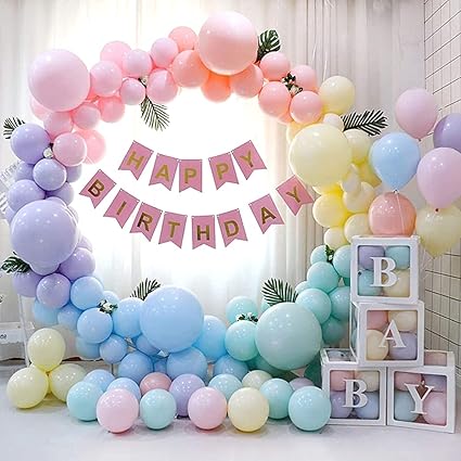 150Pcs Mixed 6 Colours Pastel Rainbow Unicorn Balloons - OneBag