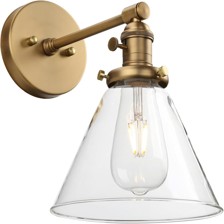 Industrial Wall Light Fixtures, Handmade Vintage Wall Sconces with Globe, Glass Shade for Hallway, Vanity - OneBag