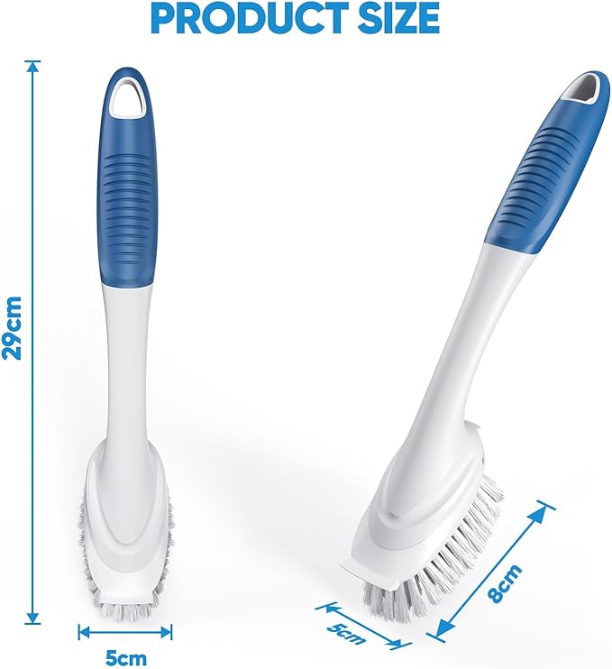 2-3 Pcs Dish Brush with Plastic Handle Built-in Scraper, Replaceable Brush Scrubbing Brush - OneBag