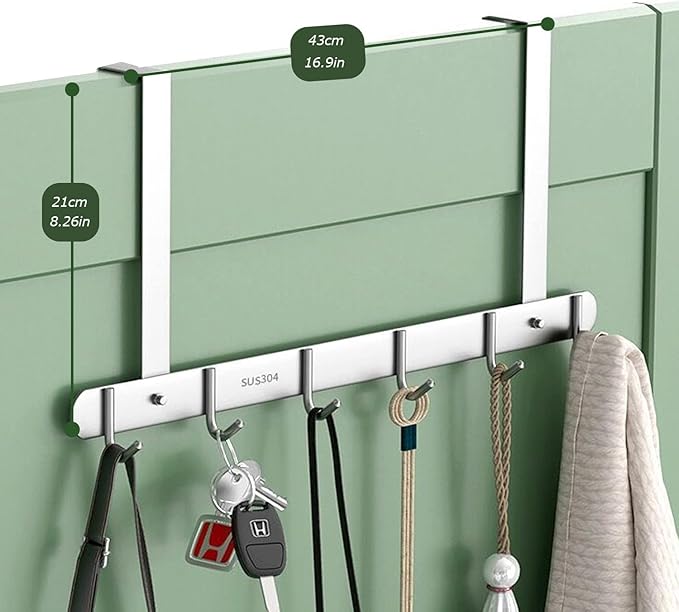 Gerhannery Door Coat Hanger, Heavy Duty Over The Door Hooks, Space Saving Over Door Hanger, Over Door Coat Hooks for Clothes - OneBag
