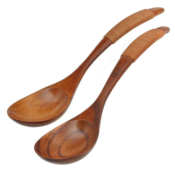 2Pcs Vintage Soup Wooden Spoon