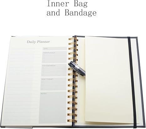 EooUooIP A5 120 Pages Cute Floral Planner Spiral Notebook,Durable Hardcover Book Journal with Targeted Daily Plans - OneBag