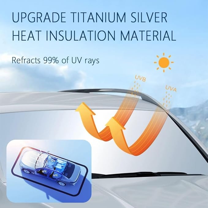 Foldable Car Windshield Sun Shade, Block UV Rays Sun Visor Protector - OneBag