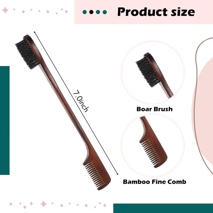 3 Pcs Brown Slick Back Hair Brush Set, Bristle Hair Brush Edge Control, Sleek Bun - OneBag