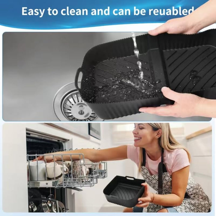 Black Reusable Dual Air Fryer Liner, Airfryer Accessories- L - OneBag