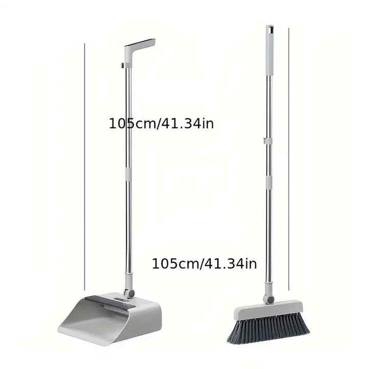 3 in 1 Broom with Dustpan Combo Set, Long Handle Broom and Dustpan Set Push Broom Heavy - OneBag