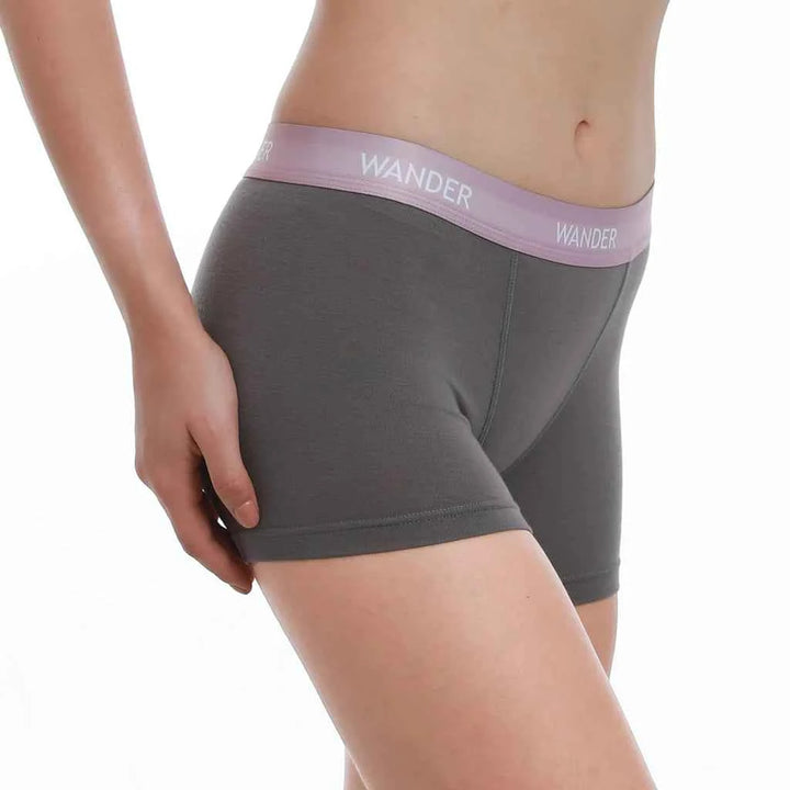 2 Pcs Grey Women's Boxer Underwear, Women's Boyshort Panties
