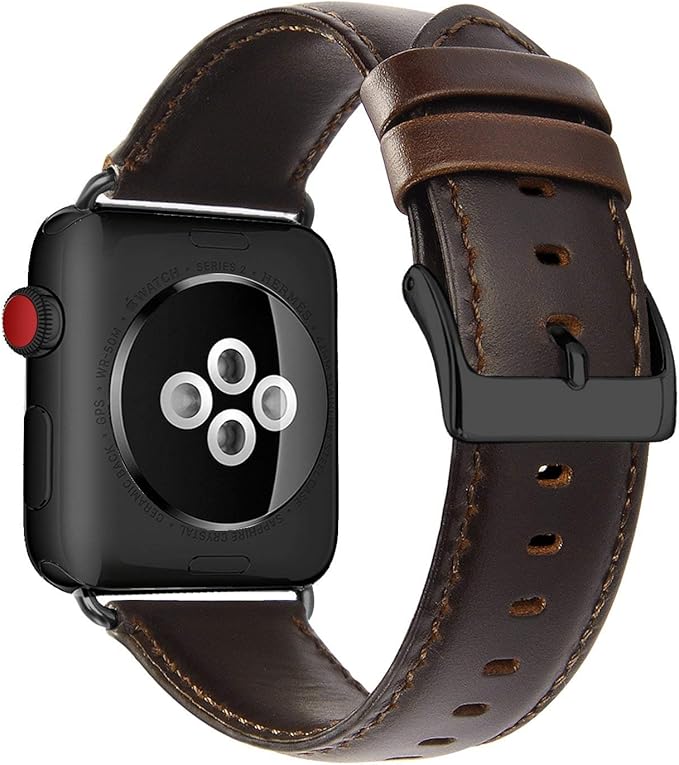 iBazal 42mm 44mm Wrist Bands Compatible with iWatch Series 5 4 3 2 1 Straps 44mm 42mm Leather Watch Replacement Wristbands Belt- Brown - OneBag